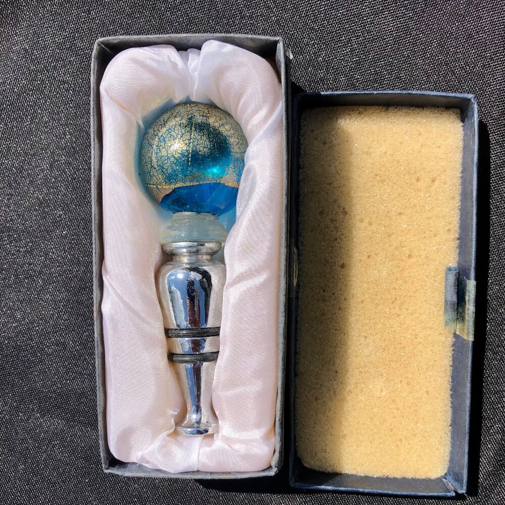 Wine Bottle Stopper MURANO GLASS Collection Green Blue Gold Globe Ball New